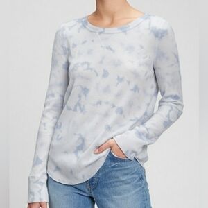 GAP Long Sleeve Waffle Thermal Tie Dye Shirt Sz S